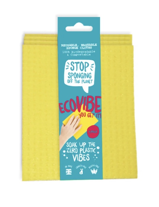 Reusable and Washable Compostable Sponge Cloths - 4 Pack - EcoVibe